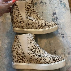 Calf hair wedge sneakers
